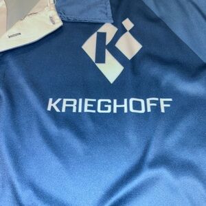 KRIEGHOFF SIZE X-LARGE TWO TONE BLUE SHORT SLEEVE ATHLETIC SHIRT. EUC